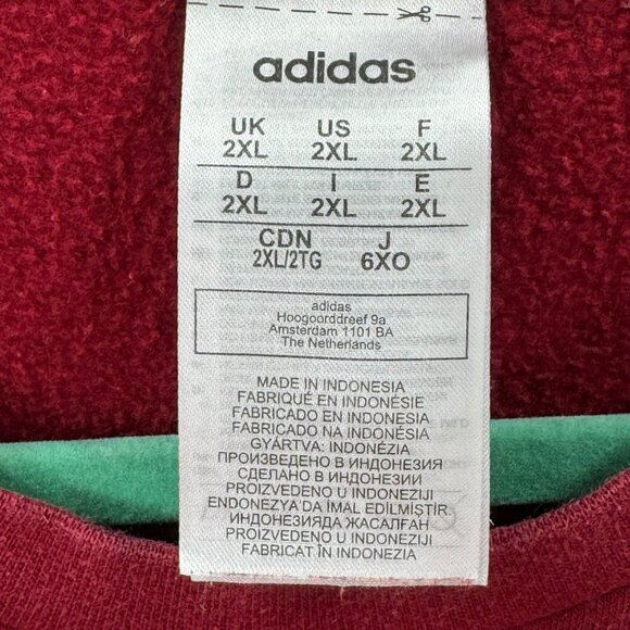 Adidas Mens Maroon Crewneck Sweatshirt 2XL Cotton Blend Casual Warm Pullover - Picture 2 of 6